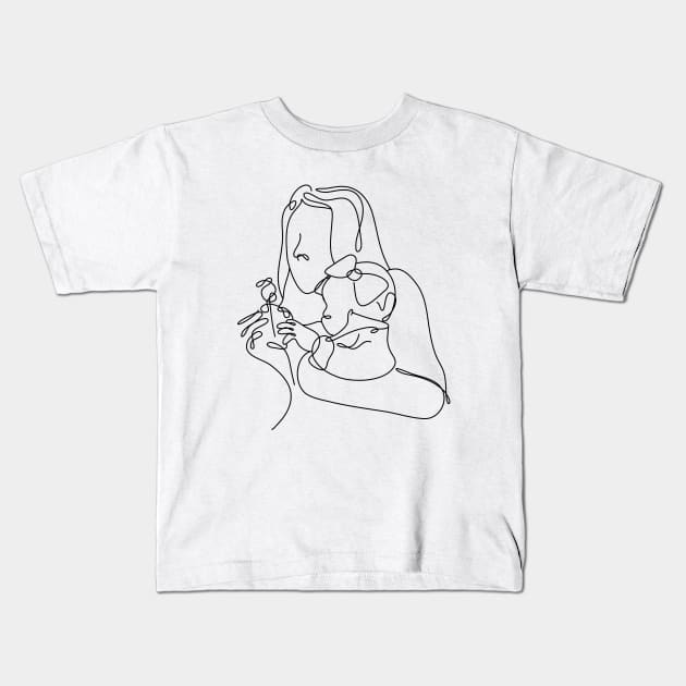 Women Day Drawing Line Art Minimal Kids T-Shirt by Twiri